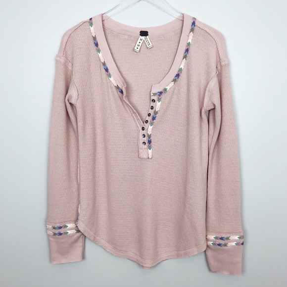 Free People Tops - Free People | Embroidered Rainbow Thermal Rose New